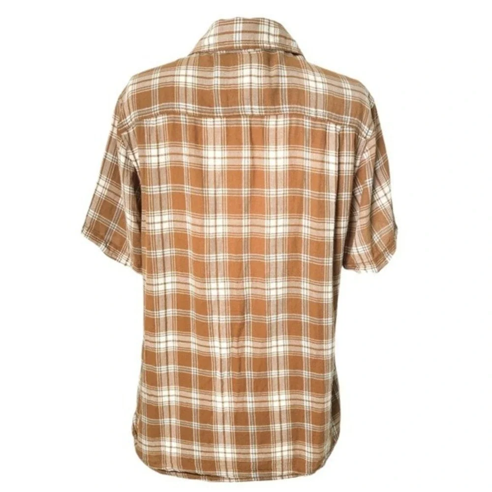 The‎ North Face Men's Tan Brown Plaid Button-Down Short-Sleeve Shirt- Small, S